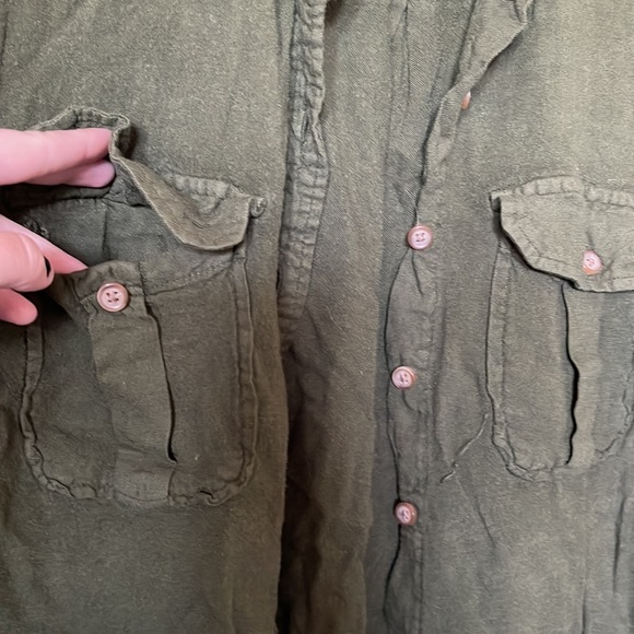 Forever 21 olive green, long sleeve button-up shirt. - Picture 3 of 5